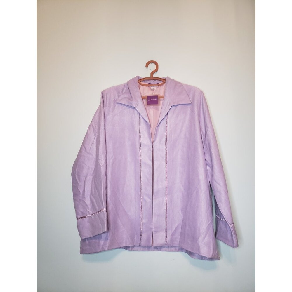 Vtg Suzanne Somers Womens Plus 1X Jacket Sueded Purple Soft Business Office NWT